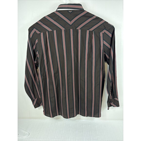 Perry Ellis Mens Size L Brown Stripe Button Up Shirt Long Sleeve NWT 100% Cotton - Picture 7 of 9